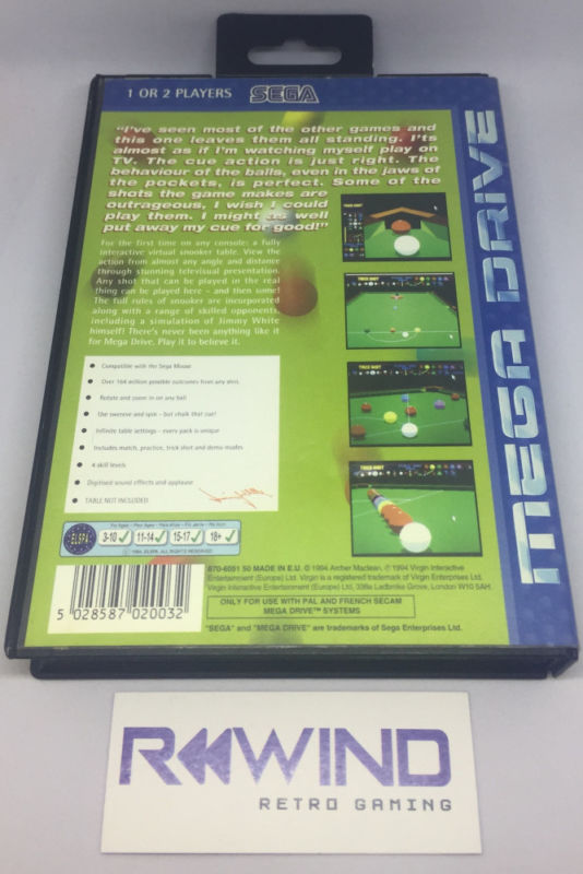 Jimmy White's Whirlwind Snooker - Mega Drive - Rewind Retro Gaming